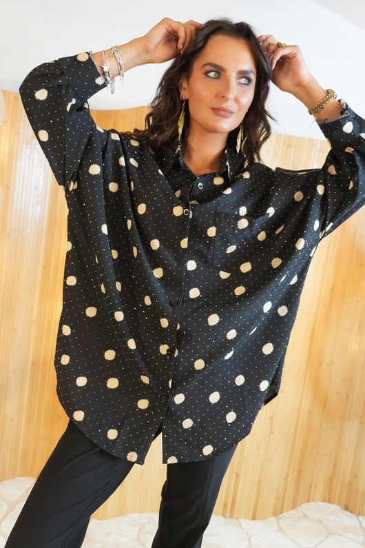 Phoenix Polka Dot Oversized Shirt Black